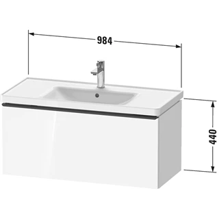 Duravit D-Neo mosdó alá építhető fali alsószekrény, 1 fiók, 984x452 mm, matt bazalt, bronz fogantyú