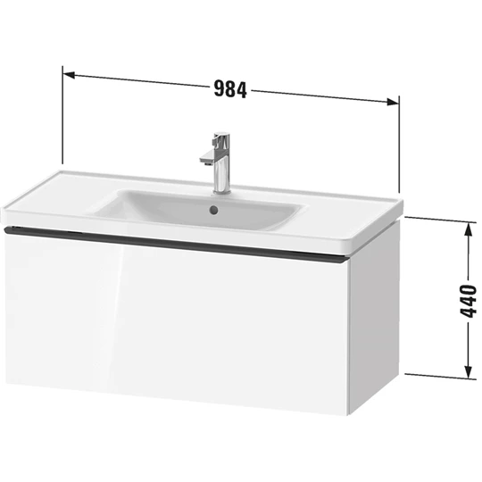 Duravit D-Neo mosdó alá építhető fali alsószekrény, 1 fiók, 984x452 mm, matt bazalt, bronz fogantyú