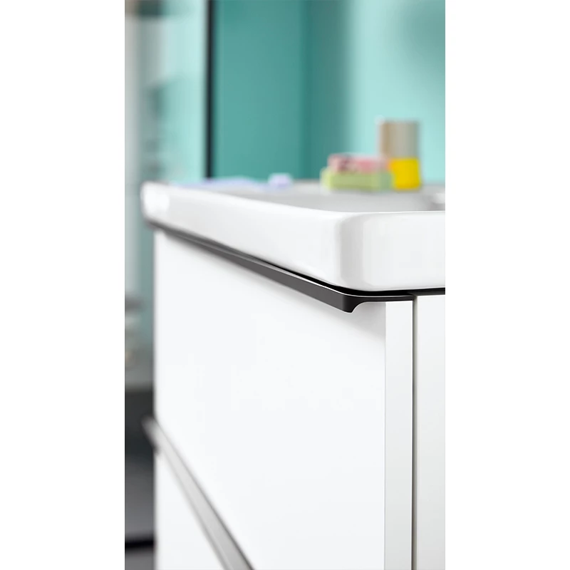 Duravit D-Neo mosdó alá építhető fali alsószekrény, 1 fiók balra 784x452mm, (Vászon)Linen Decor, króm fogantyú