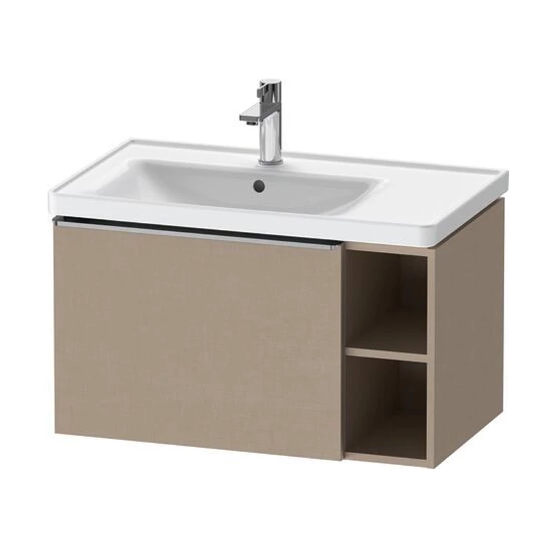 Duravit D-Neo mosdó alá építhető fali alsószekrény, 1 fiók balra 784x452mm, (Vászon)Linen Decor, króm fogantyú