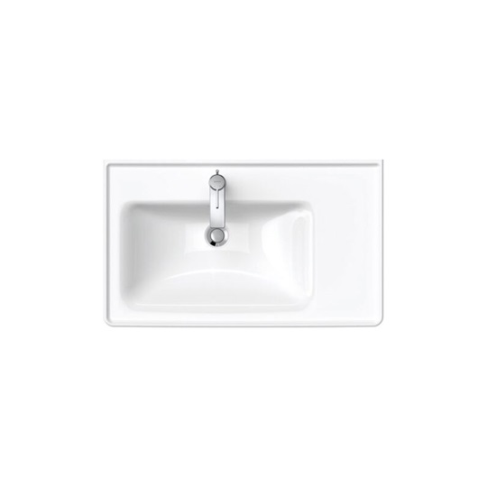 Duravit D-Neo mosdó, bútorral aláépíthető, 800x480 mm, csaplyukkal ,bal oldalon mosdó,túlfolyóval,csaplyuk paddal