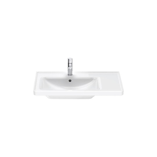 Duravit D-Neo mosdó, bútorral aláépíthető, 800x480 mm, csaplyukkal ,bal oldalon mosdó,túlfolyóval,csaplyuk paddal