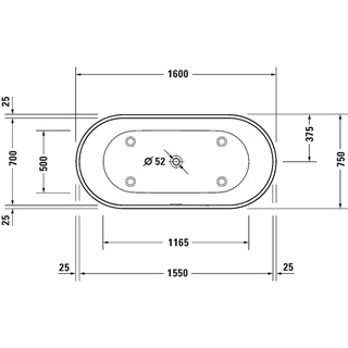 Duravit D-Neo szabadonálló fürdőkád, speciális le-és túlfolyóval, DuraSolid, 1600x750mm, fehér