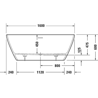 Duravit D-Neo szabadonálló fürdőkád, speciális le-és túlfolyóval, DuraSolid, 1600x750mm, fehér