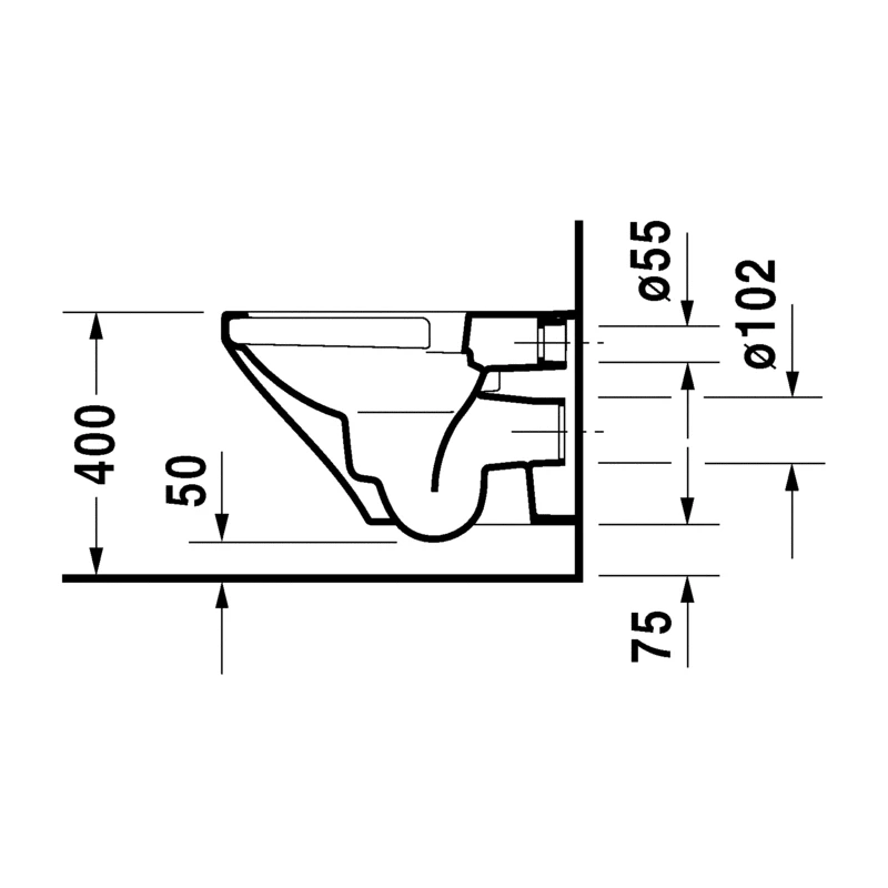 Duravit Durastyle WC csésze fali perem nélküli 540mm, mélyöblítésű