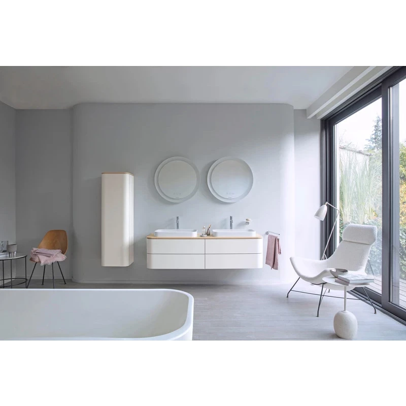 Duravit Happy D.2 Plus 600x460mm ráültethető mosdó, túlfolyóval, csaplyuk nélkül, hátsó fele nem mázas, fehér
