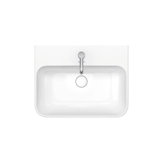 Duravit Happy D.2 Plus 600x460mm ráültethető mosdó, túlfolyóval, csaplyuk nélkül, hátsó fele nem mázas, fehér