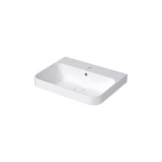 Duravit Happy D.2 Plus 600x460mm ráültethető mosdó, túlfolyóval, csaplyuk nélkül, hátsó fele nem mázas, fehér