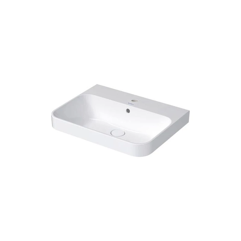 Duravit Happy D.2 Plus 600x460mm ráültethető mosdó, túlfolyóval, csaplyuk nélkül, hátsó fele nem mázas, fehér