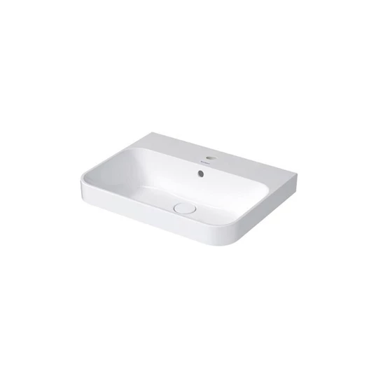Duravit Happy D.2 Plus 600x460mm ráültethető mosdó, túlfolyóval, csaplyuk nélkül, hátsó fele nem mázas, fehér