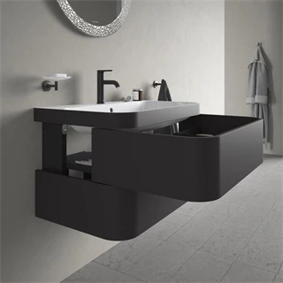 Duravit Happy D.2 Plus alsószekrény C-Bonded mosdóval, 775x490 mm, szifonnal, 2 fiókos, grafit super matt