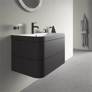 Duravit Happy D.2 Plus alsószekrény C-Bonded mosdóval, 775x490 mm, szifonnal, 2 fiókos, grafit super matt