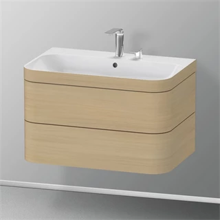 Duravit Happy D.2 Plus alsószekrény C-Bonded mosdóval, 775x490 mm, szifonnal, 2 fiókos, mediterrán tölgy