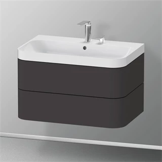 Duravit Happy D.2 Plus bútormosdó 77,5 x 49 cm, 2 csapnyílás, szupermatt grafit, 2 fiók