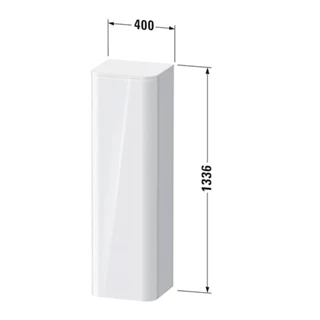 Duravit Happy D.2 Plus fali magasszekrény, zsanér bal oldalon, 400x360x1336 mm, szatén északi fehér, fedlap nélkül