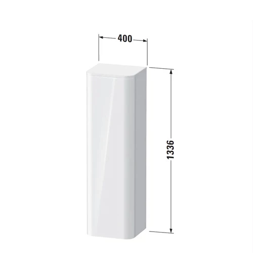Duravit Happy D.2 Plus fali magasszekrény, zsanér bal oldalon, 400x360x1336 mm, szatén északi fehér, fedlap nélkül