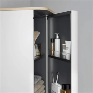 Duravit Happy D.2 Plus fali magasszekrény, zsanér bal oldalon, 400x360x1336 mm, szatén északi fehér, fedlap nélkül