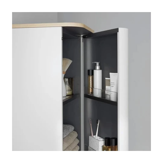 Duravit Happy D.2 Plus fali magasszekrény, zsanér bal oldalon, 400x360x1336 mm, szatén északi fehér, fedlap nélkül