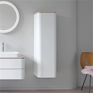 Duravit Happy D.2 Plus fali magasszekrény, zsanér bal oldalon, 400x360x1336 mm, szatén északi fehér, fedlap nélkül