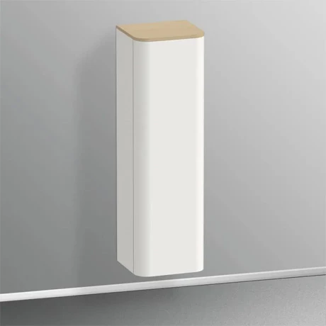 Duravit Happy D.2 Plus fali magasszekrény, zsanér bal oldalon, 400x360x1336 mm, szatén északi fehér, fedlap nélkül