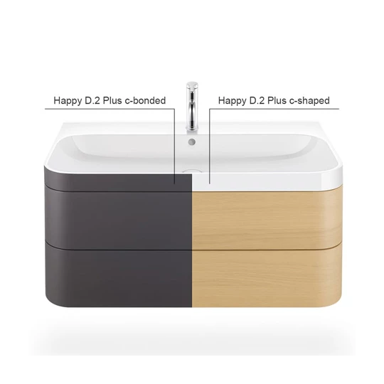 Duravit Happy D.2 Plus falon függő 2 fiókos alsószekrény c-bonded mosdóval 575*490*480mm, kerámia lefolyó szeleppel
