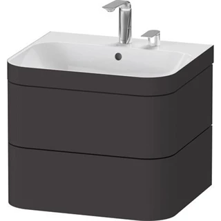 Duravit Happy D.2 Plus falon függő 2 fiókos alsószekrény c-bonded mosdóval 575*490*480mm, kerámia lefolyó szeleppel