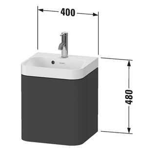 Duravit Happy D.2 Plus  falon függő alsószekrény(c-shapped) mosdóval 400*360*480mm, kerámia lefolyó szeleppel