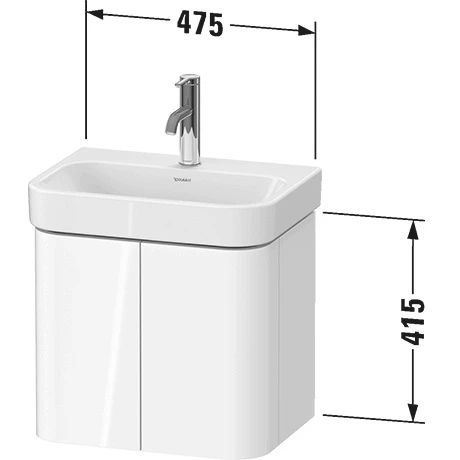 Duravit Happy D.2 Plus mosdó alá építhető alsószekrény, két ajtós, falon függő, fehér szatén matt laquer ( 071050-hez)