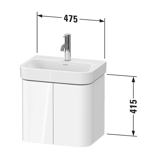 Duravit Happy D.2 Plus mosdó alá építhető alsószekrény, két ajtós, falon függő, fehér szatén matt laquer ( 071050-hez)