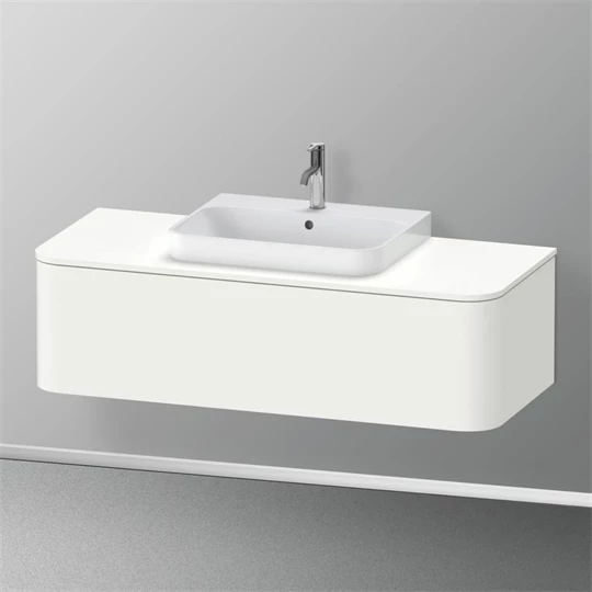 Duravit Happy D.2 Plus mosdópult, 1300x550 mm, mosdó kivágással középen, szatén matt fehér felület