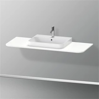 Duravit Happy D.2 Plus mosdópult, 1300x550 mm, mosdó kivágással középen, szatén matt fehér felület