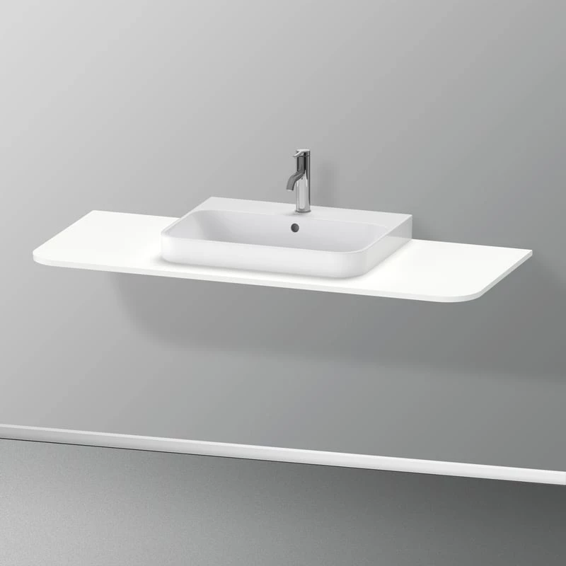 Duravit Happy D.2 Plus mosdópult, 1300x550 mm, mosdó kivágással középen, szatén matt fehér felület
