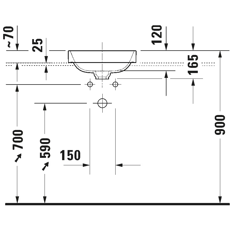 Duravit Happy D.2 Plus ráültethető mosdó 400x400x70mm, csaplyuk/túlfolyó nélk, kerámia fedeles lefolyó szelep, antracit