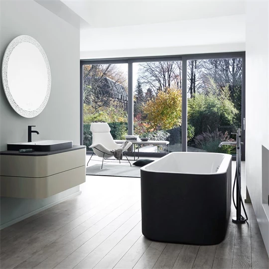 Duravit Happy D.2 Plus szabadonálló kád akril előlappal és állvánnyal, 1800x800x460 mm/170 l, szuper matt grafit 