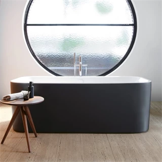 Duravit Happy D.2 Plus szabadonálló kád akril előlappal és állvánnyal, 1800x800x460 mm/170 l, szuper matt grafit 