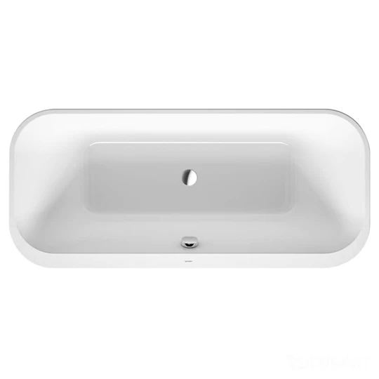 Duravit Happy D.2 Plus térben álló fehér akril kád 1800*800*600mm, fehér előlappal, állvánnyal, lefolyó középen