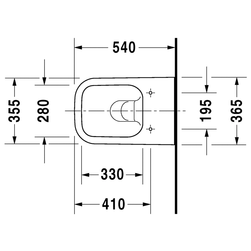 Duravit Happy D.2 fali WC csésze, mélyöblítésű, Rimless - öblítőperem nélküli, 365x540 mm, Wondergliss bevonattal