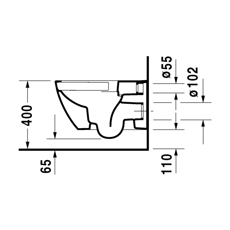 Duravit Happy D.2 fali WC csésze, mélyöblítésű, Rimless, 365x540 mm, fehér