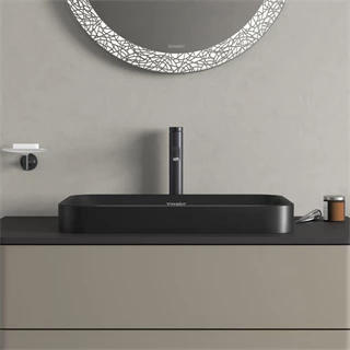 Duravit Happy d.2 plus ráültethető mosdó, 600x400 mm, túlfolyóval, matt antracit 