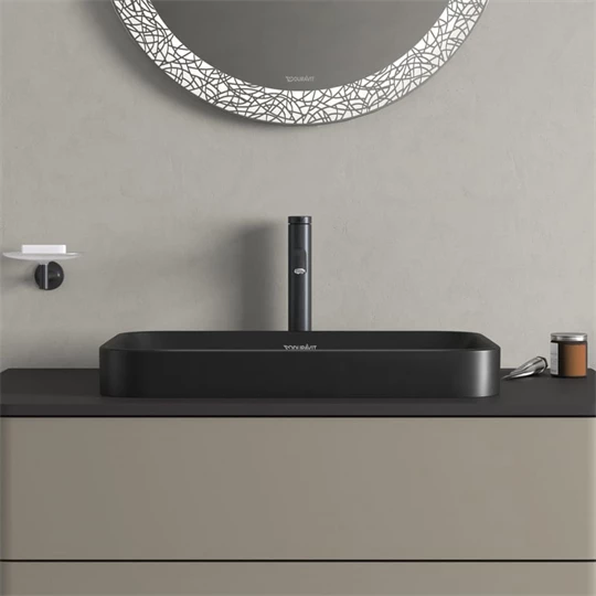 Duravit Happy d.2 plus ráültethető mosdó, 600x400 mm, túlfolyóval, matt antracit 