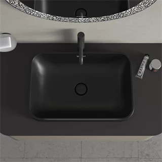 Duravit Happy d.2 plus ráültethető mosdó, 600x400 mm, túlfolyóval, matt antracit 