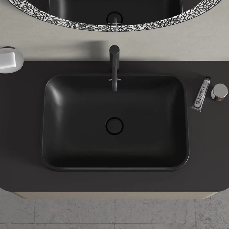 Duravit Happy d.2 plus ráültethető mosdó, 600x400 mm, túlfolyóval, matt antracit 