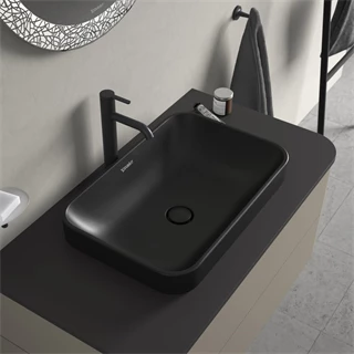 Duravit Happy d.2 plus ráültethető mosdó, 600x400 mm, túlfolyóval, matt antracit 