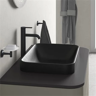 Duravit Happy d.2 plus ráültethető mosdó, 600x400 mm, túlfolyóval, matt antracit 