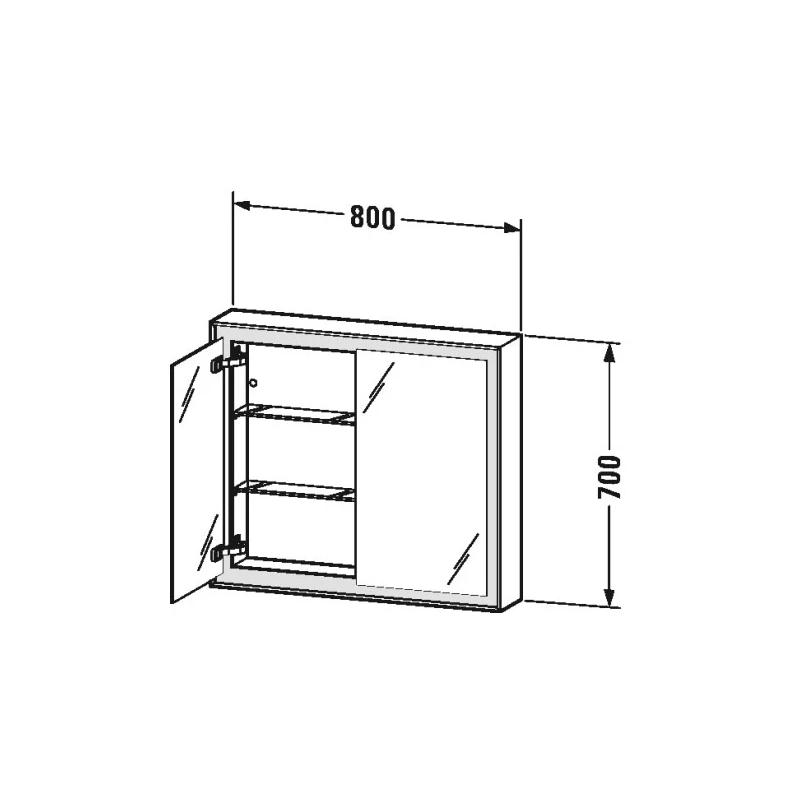 Duravit L-Cube tükrös szekrény, LED-világítással, szenzoros kapcsoló, 800x154x700 mm
