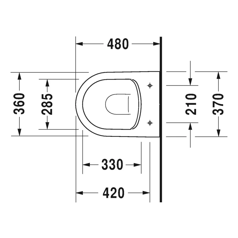 Duravit Me By Starck fali compact WC csésze, Rimless, mélyöblítésű, 370x480 mm