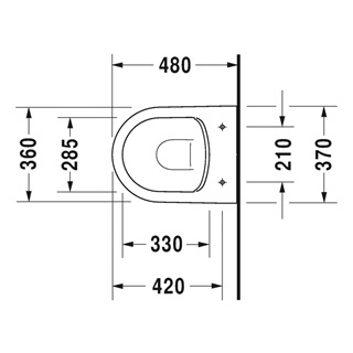 Duravit Me By Starck fali compact WC csésze, Rimless, mélyöblítésű, 370x480 mm