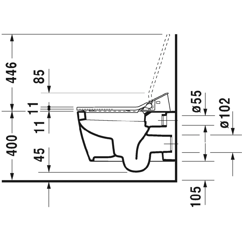 Duravit Me By Starck fali WC csésze Sensowashoz 370x570