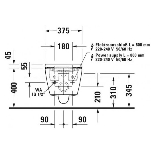 Duravit SensoWash® D-Neo Compact zuhany-WC komplett rendszer falra szereléshez, WC-ülőkével