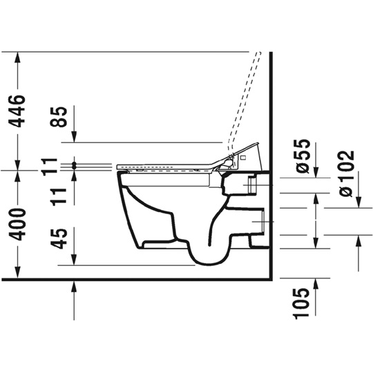 Duravit Sensowash Me By Strack fali WC csésze, mélyöblítésű, Rimless, 370x570 mm, csak Sensowash-hoz